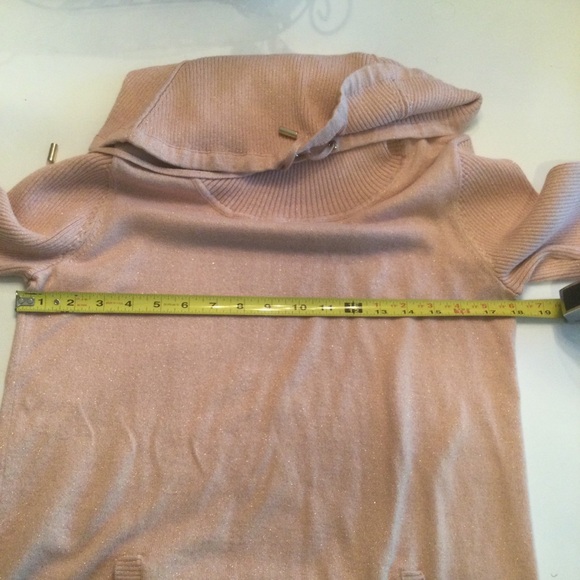 Karl Lagerfeld Pink/Gold Metallic Cowl Neckline Pullover Sweater - Picture 8 of 10